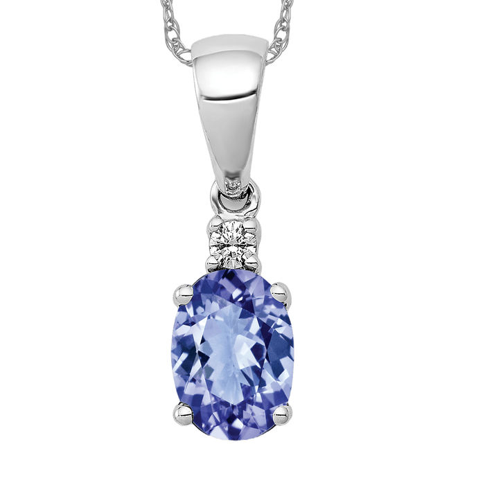 14k White Gold .75 Oval Tanzanite & Diamond Pendant 14k White Gold .75 Oval Tanzanite & Diamond Pendant