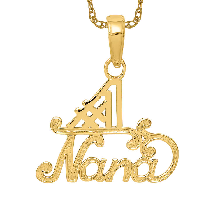 14K Solid Yellow Gold Best Grandma Necklace