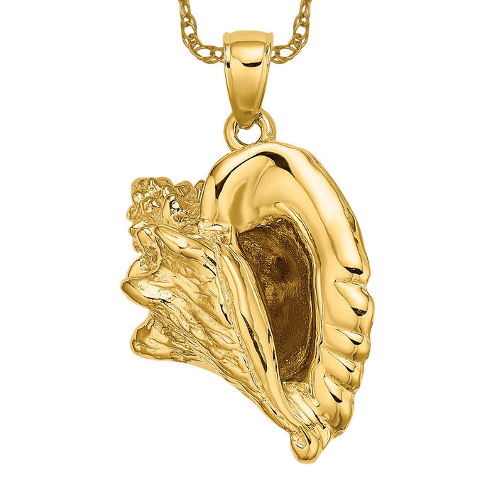 14K Solid Yellow Gold Conch Shell Necklace Chain Pendant Charm Canada