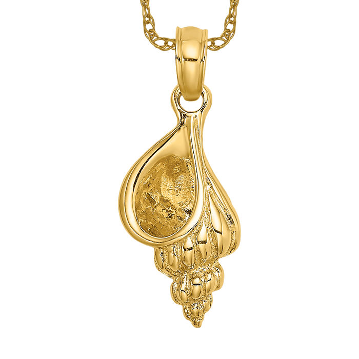 14k Yellow Gold Shell Nautical store Charm Pendant