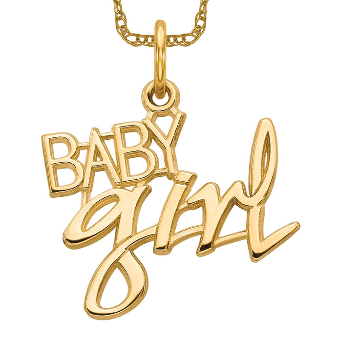 Solid high quality 14K Yellow Gold Ladies Charming I Love You Pendant With Micro Diamond