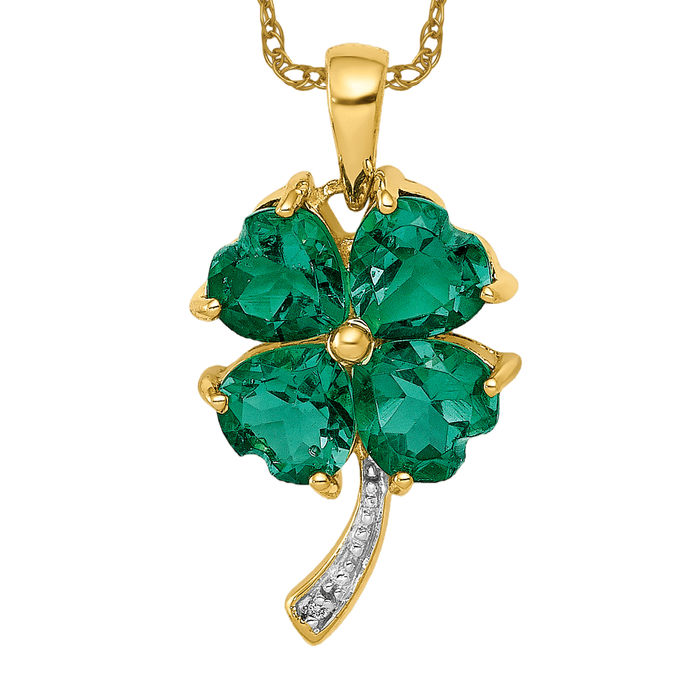 14K Goldfilled Green Moss shops Lucky Crystal Clover Necklace