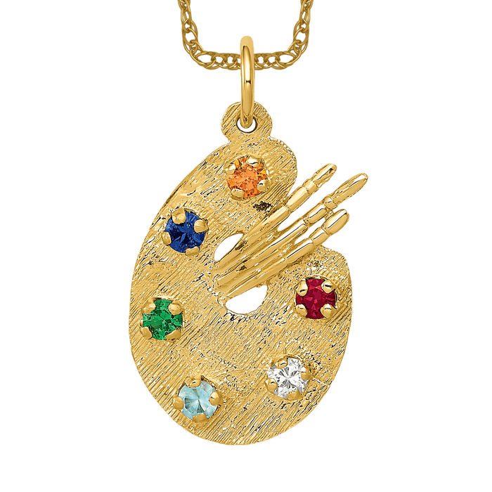[STONE HENgE] 韓国☆14K Gold☆U0106 Necklace 14K Solid Yellow Gold CZ Stones Artist Palette Necklace | eBay