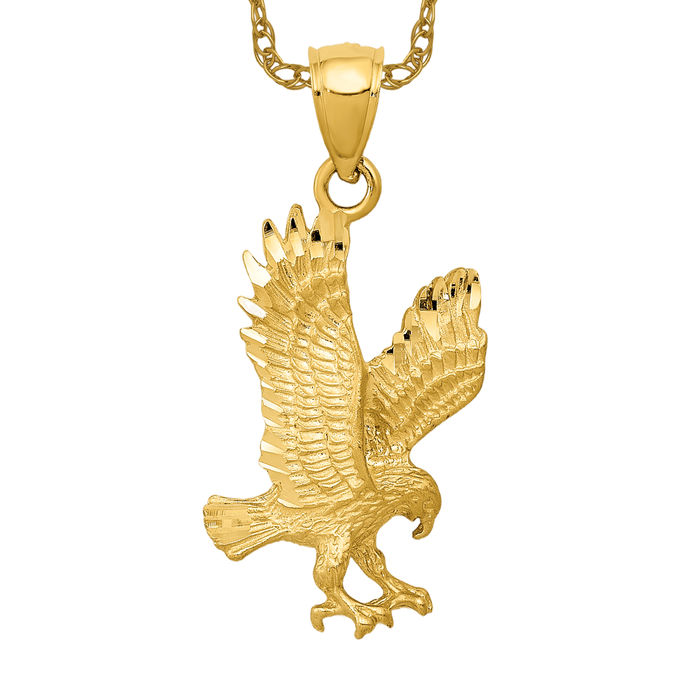 Collier oiseau aigle ou faucon en or vente en gros jaune massif 14 carats