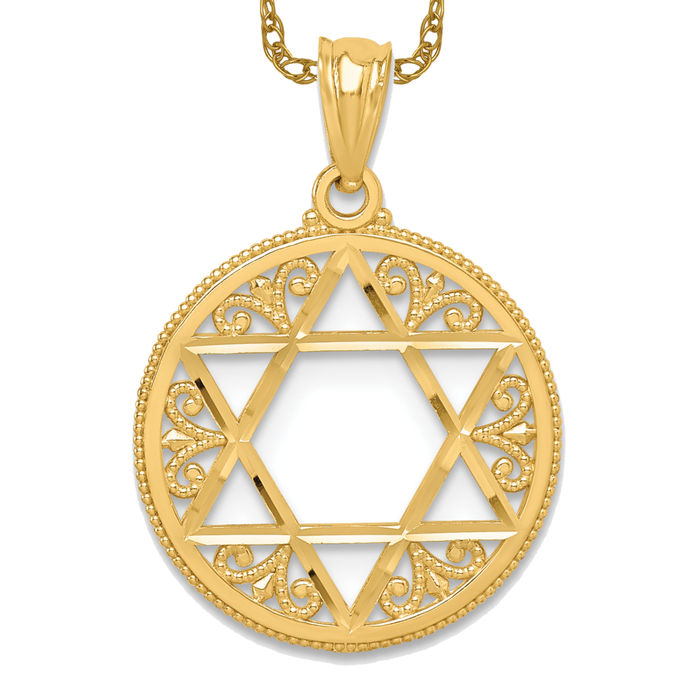 14k Solid Gold David Star Necklace, 14k Yellow Gold Jewish Star Of David Charm Pendant, Yellow 2024 Gold Religious Pendant, !4k Gold Star Charm,