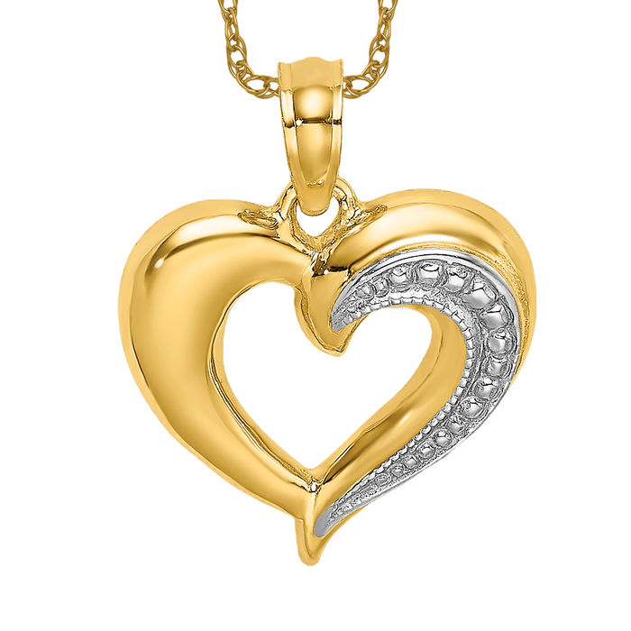 22k Yellow Gold Textured Heart hot Pendant Charm