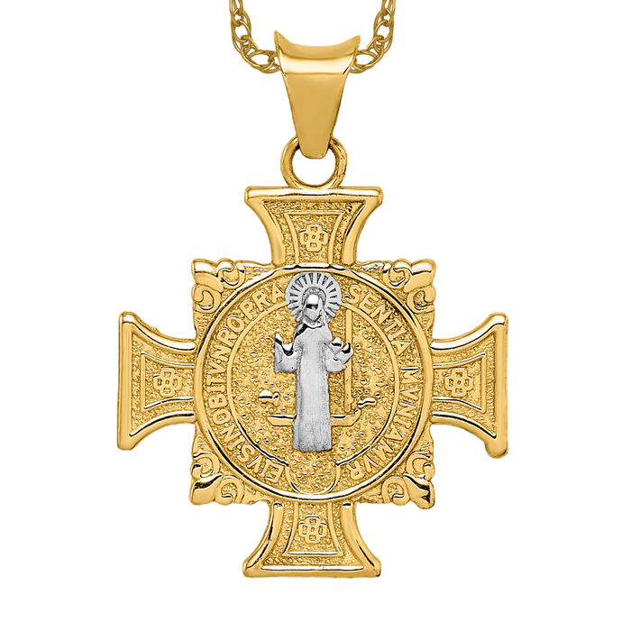 Collar San Benito oro amarillo macizo 14k - Imagen 9 de 12