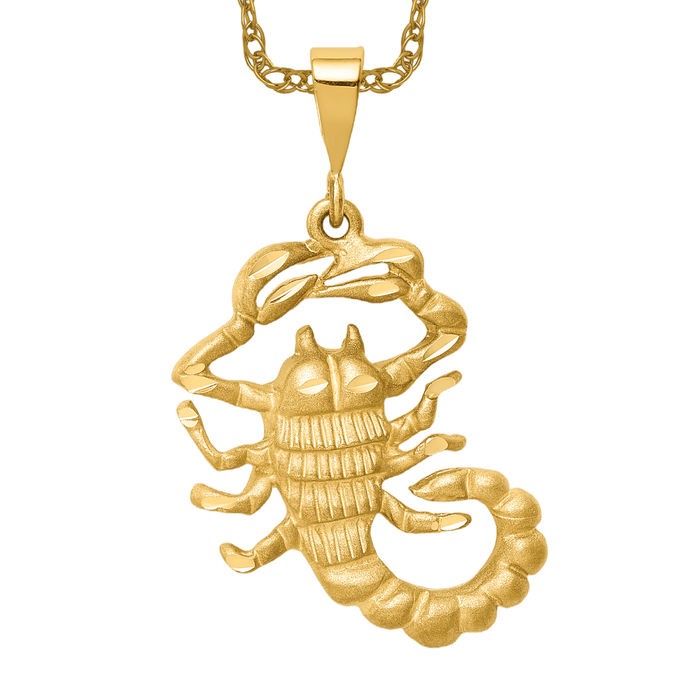 14K Solid Yellow Gold Scorpio Zodiac Necklace | eBay