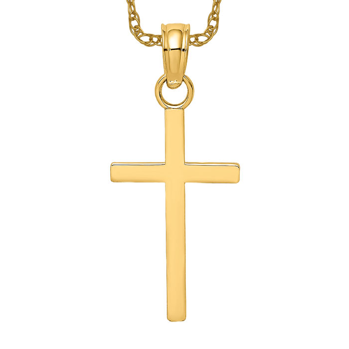 14K Solid Yellow Gold Cross Necklace - Bild 10 von 12