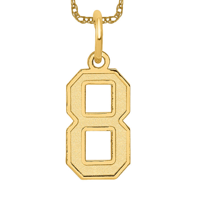 14K Solid Yellow Gold Number 8 Necklace - Picture 9 of 12