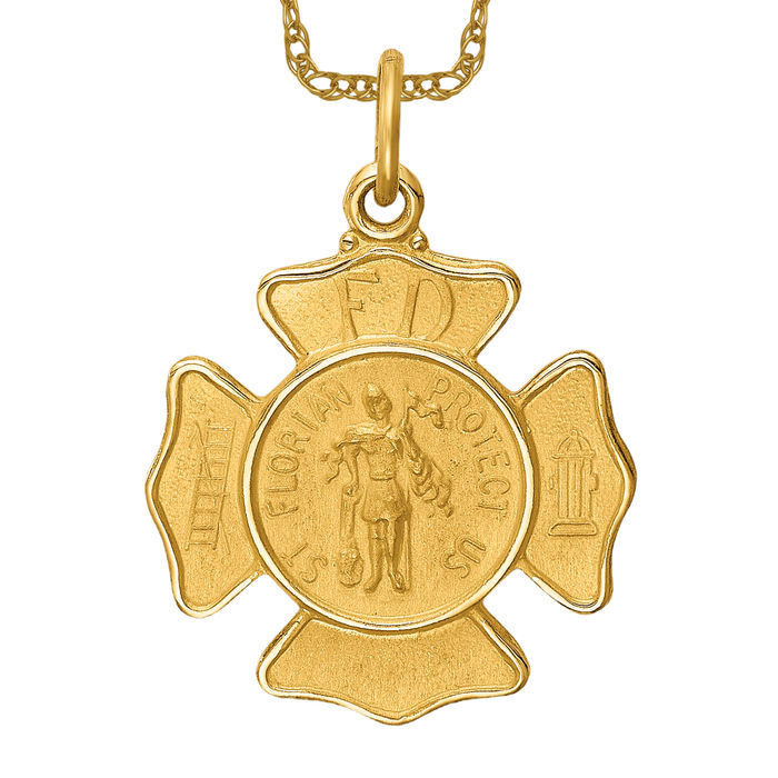 Collar FD Oro Amarillo Sólido 14k Departamento de Bomberos de Santa Floria - Imagen 9 de 12