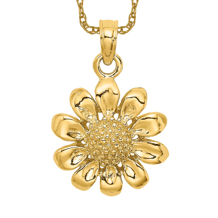 Halskette 14 Karat massiv Gelbgold Sonnenblume - Bild 10 von 12