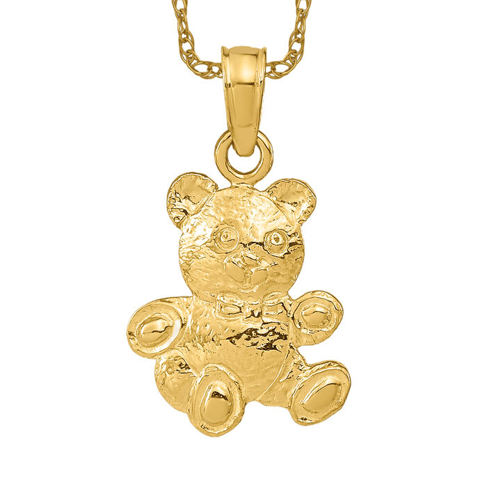 14k Solid Yellow Gold Bear Charm Animal Bear deals Pendant