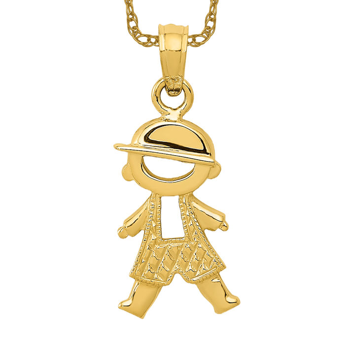 Pendant Boy I Love You Solid Yellow authentic Gold 18k 750%