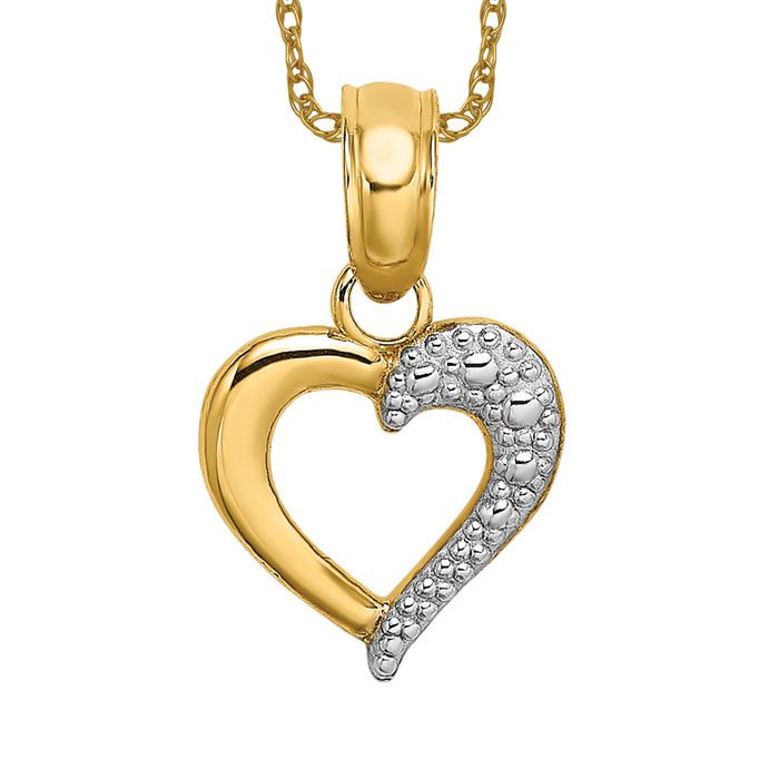 【2plan】24SS★ [LAN ARCHIVE] Rounding Bold Heart Necklace Two Tone Heart Pendant – The Golden Bear