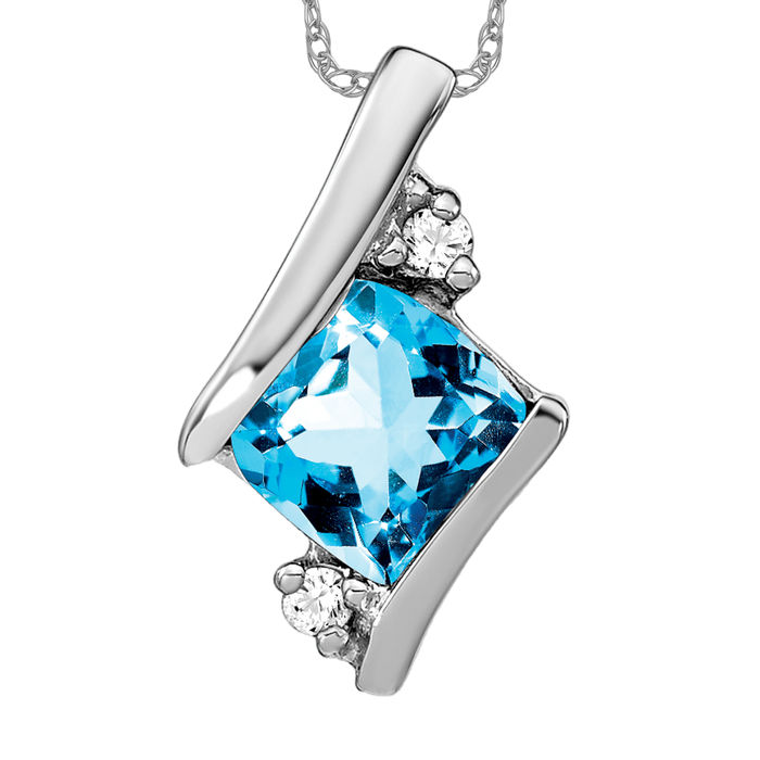 Swiss blue 2024 topaz gemstone 925 silver vintage antique pendant necklace