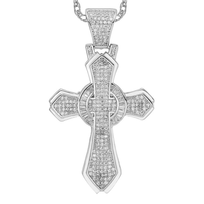 925 Sterling Silver CZ Cross Necklace