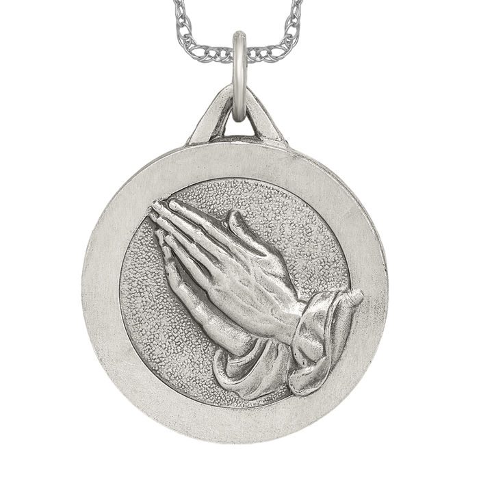 Silver Serenity/Praying authentic Hands Necklace