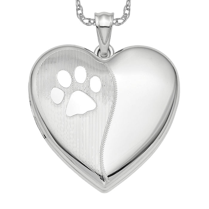 925 Sterling Silver Paw Print Pet Ash Holder Heart Photo Locket Cremation ... - Picture 2 of 3
