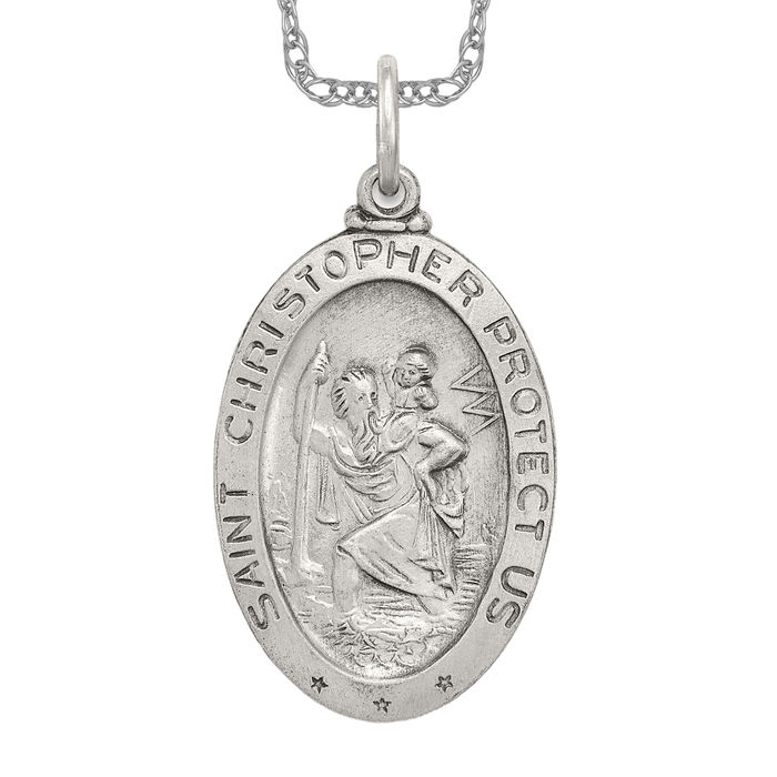 Basketball fashion Male Athlete Medal Saint Christopher Oval Sterling Silver