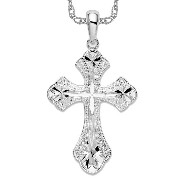 925 Sterling Silver Fleur De Lis Cross Necklace | eBay