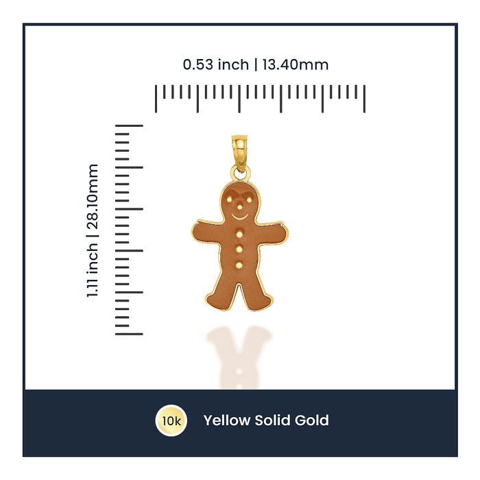 10K Solid Yellow Gold Gingerbread Man Necklace