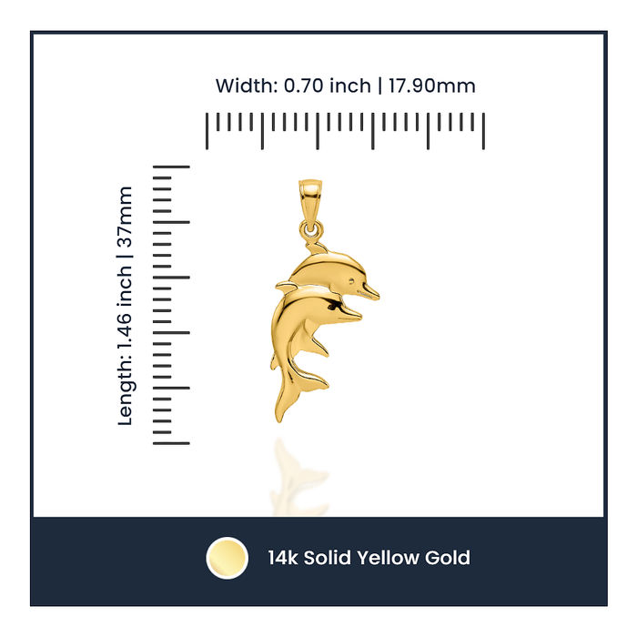 14k Solid Yellow Gold Dolphin Pendant high quality Nautical Charm