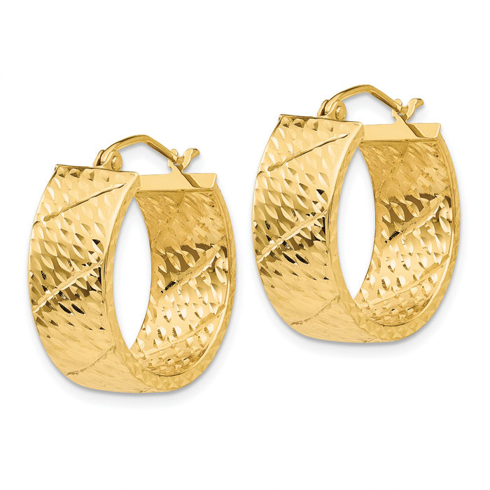 14K Solid Yellow Gold Round Medium Hoop Earrings