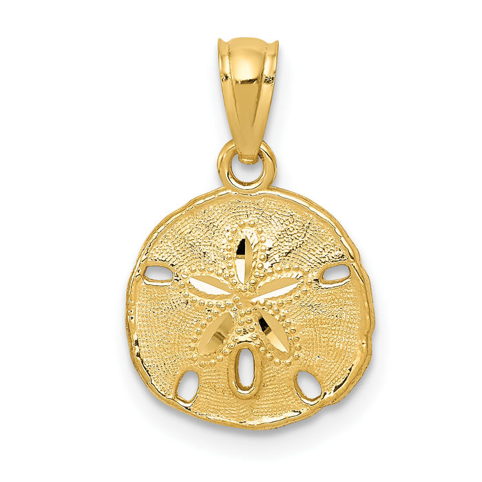 10K Solid Yellow Gold Sand Dollar Starfish Necklace - Picture 11 of 12