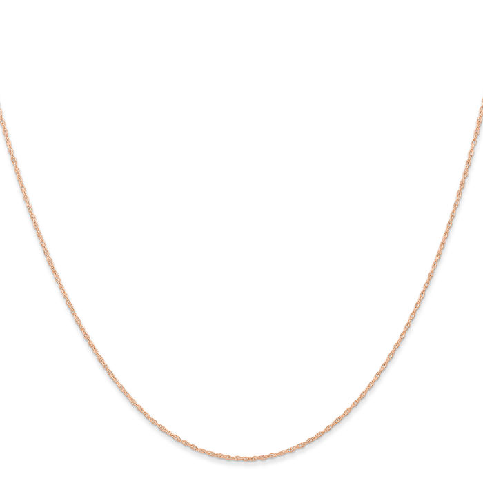 10K Solid Rose Pink Gold 0.6mm Cable Rope Chain Twisted Link Necklace