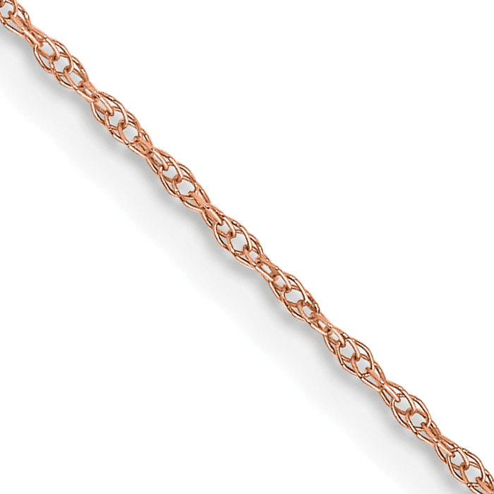 10K Solid Rose Pink Gold 0.6mm Cable Rope Chain Twisted Link Necklace