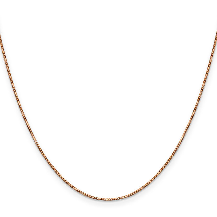 10K Solid Rose Pink Gold 0.9mm Box Link Chain Necklace