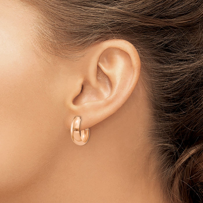 10K Solid Rose Pink Gold Hoop Earrings
