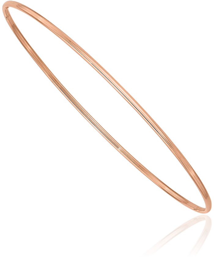 10K Solid 1.5mm Rose Pink Gold Slip On Bangle Bracelet