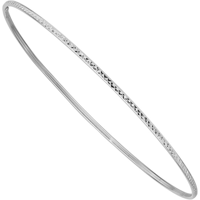 10K Solid 1.5mm White Gold Slip On Bangle Bracelet