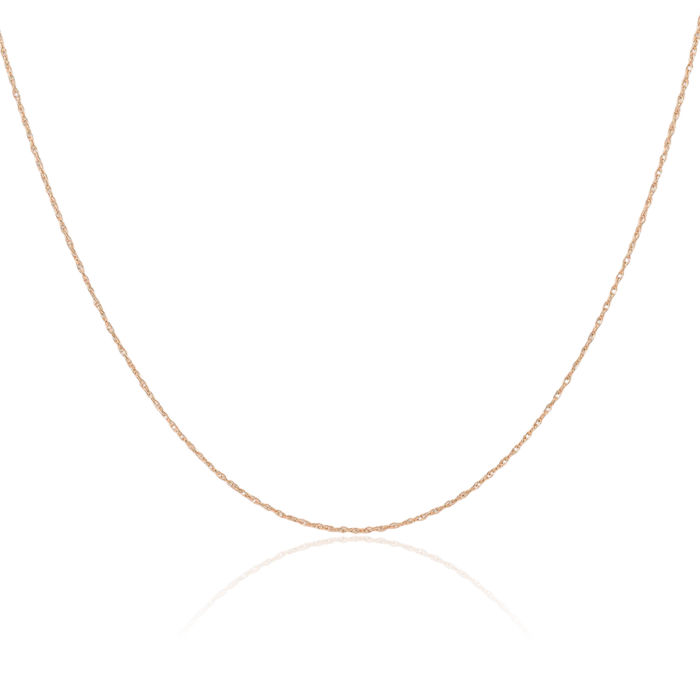 10K Solid Rose Pink Gold 0.6mm Cable Rope Chain Twisted Link Necklace