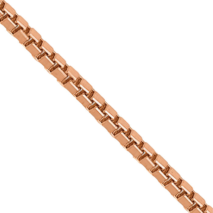 10K Solid Rose Pink Gold 0.7mm Box Link Chain Necklace