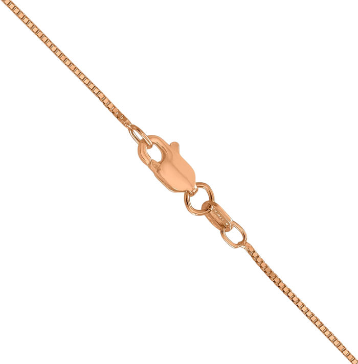 10K Solid Rose Pink Gold 0.7mm Box Link Chain Necklace