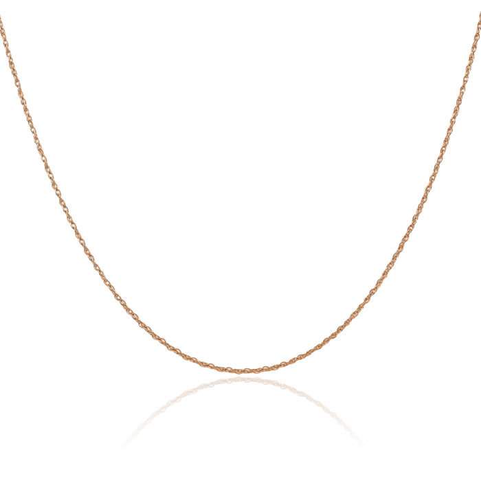 10K Solid Rose Pink Gold 0.7mm Cable Rope Chain Twisted Link Necklace