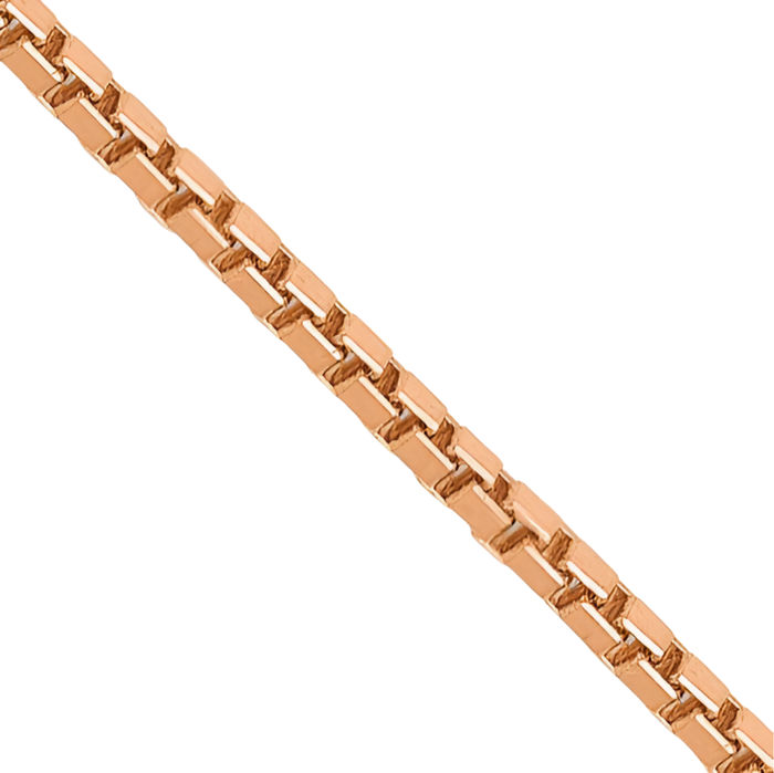 10K Solid Rose Pink Gold 0.9mm Box Link Chain Necklace