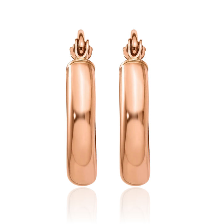 10K Solid Rose Pink Gold 2mm Round Small Hoop Earrings