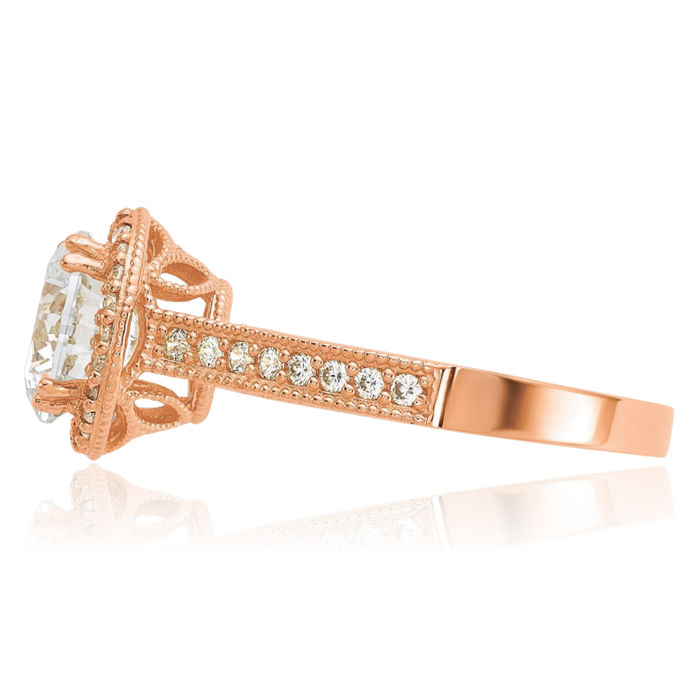 10K Solid Rose Pink Gold Cubic Zirconia CZ Engagement Ring