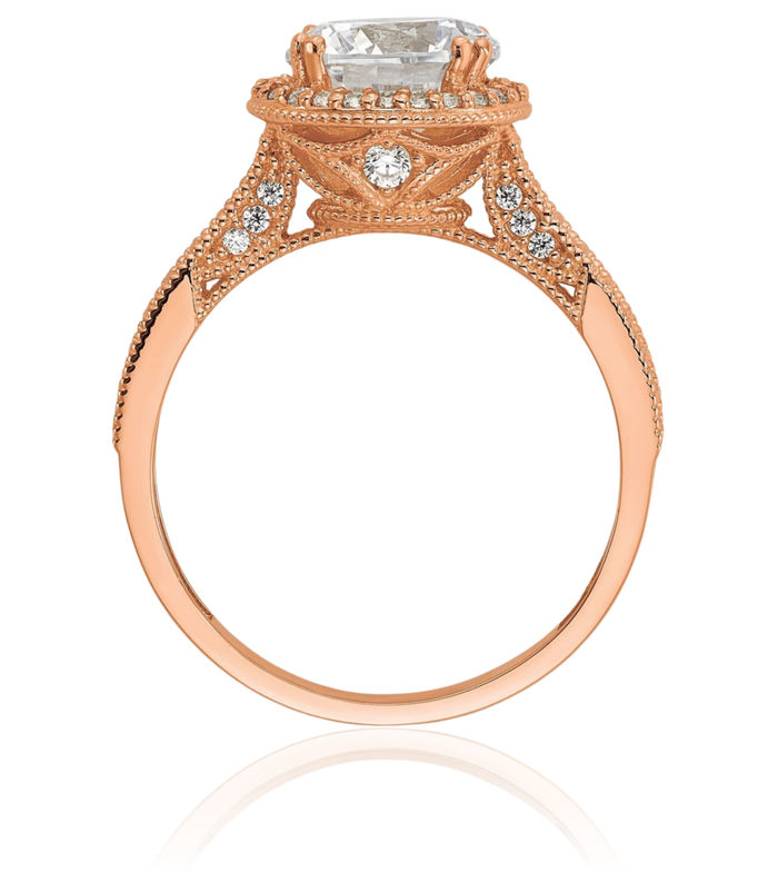 10K Solid Rose Pink Gold Cubic Zirconia CZ Engagement Ring