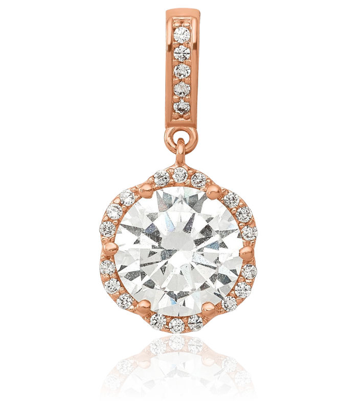 10K Solid Rose Pink Gold Cubic Zirconia CZ Necklace Chain Pendant Charm