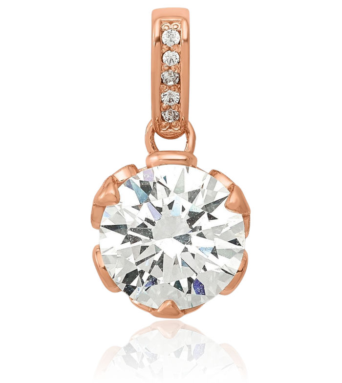 10K Solid Rose Pink Gold Cubic Zirconia CZ Necklace Chain Pendant Charm