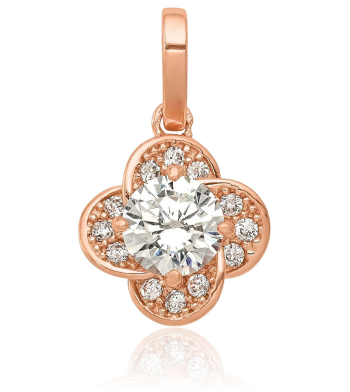 10K Solid Rose Pink Gold Cubic Zirconia CZ Necklace Chain Pendant Charm