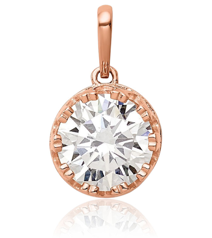 10K Solid Rose Pink Gold Cubic Zirconia CZ Necklace Chain Pendant Charm