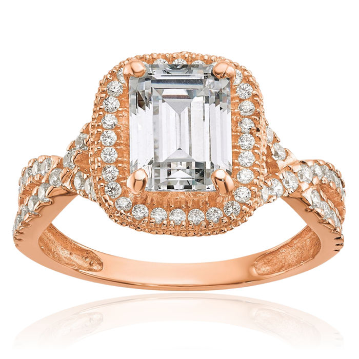 10K Solid Rose Pink Gold Cubic Zirconia CZ Ring