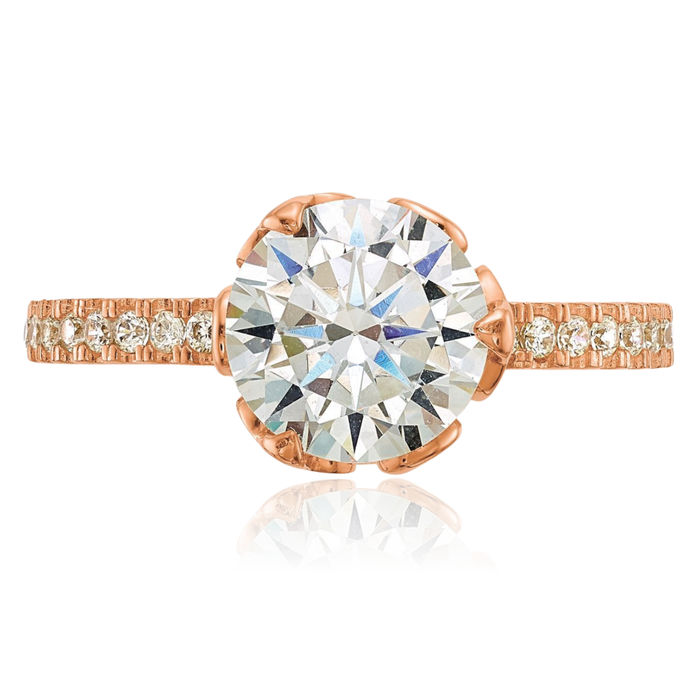 10K Solid Rose Pink Gold Cubic Zirconia CZ Solitaire Engagement Ring