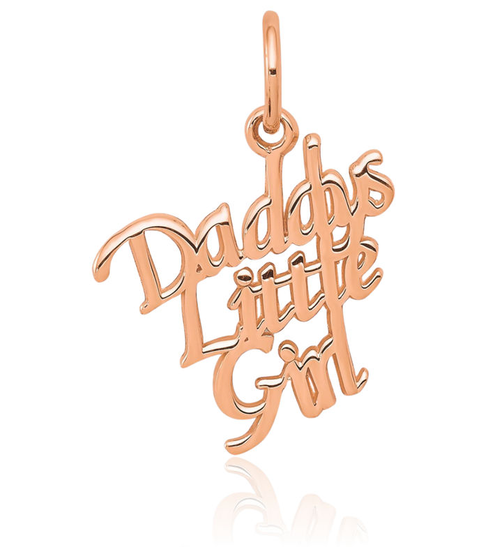10K Solid Rose Pink Gold Daddys Little Girl Necklace Chain Pendant Charm